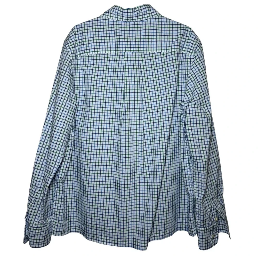 Ralph Lauren Button Down Shirt Boys Blue Green Natural Stretch